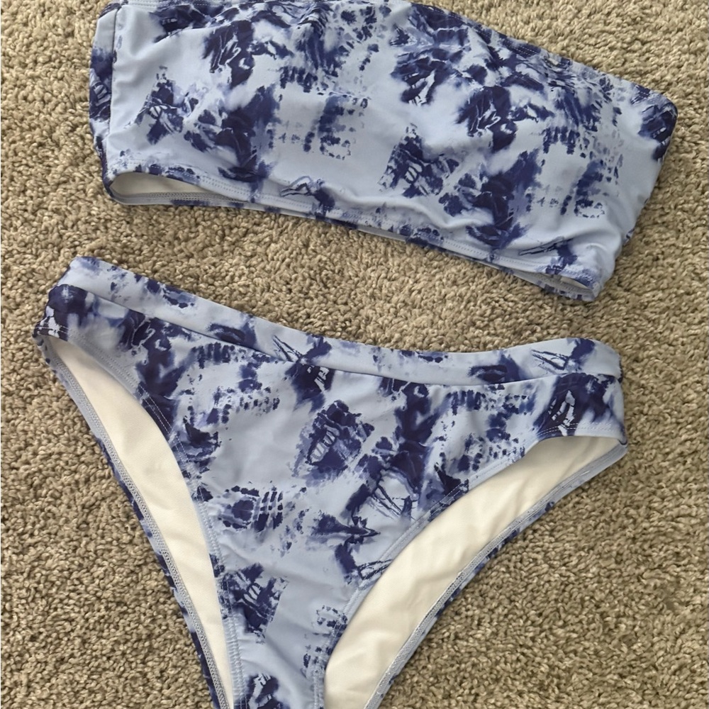 Cupshe Blue Tie-Dye Bikini Set